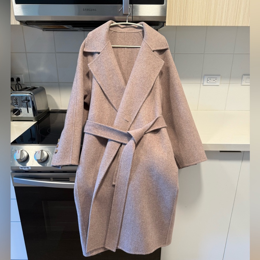Cashmere Wool Beige Wrap Coat
